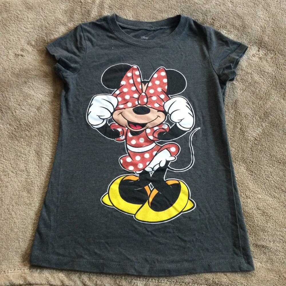 Sz 6 VGUC Disney Gray Minnie Mouse Character Tee
